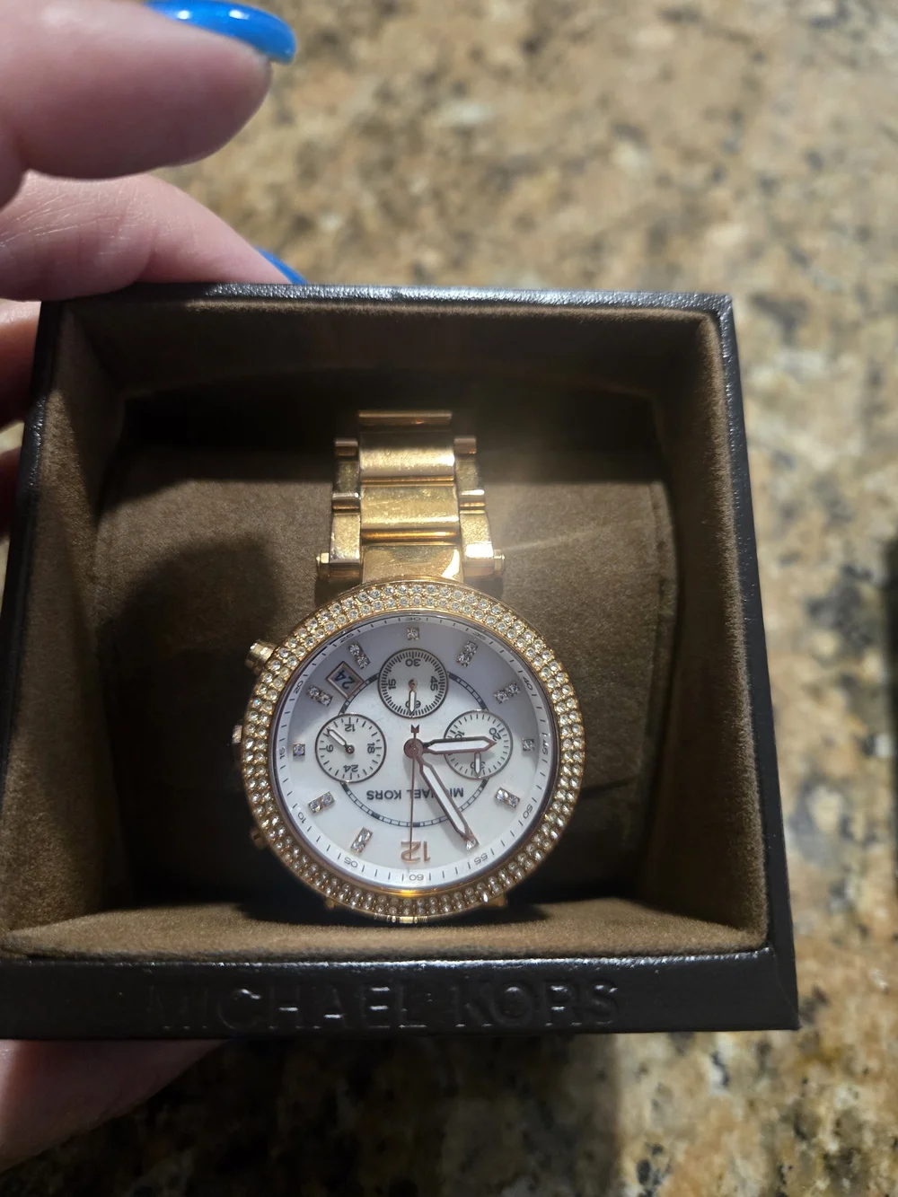 MICHAEL KORS Gold Tone Crystal Bezel Watch